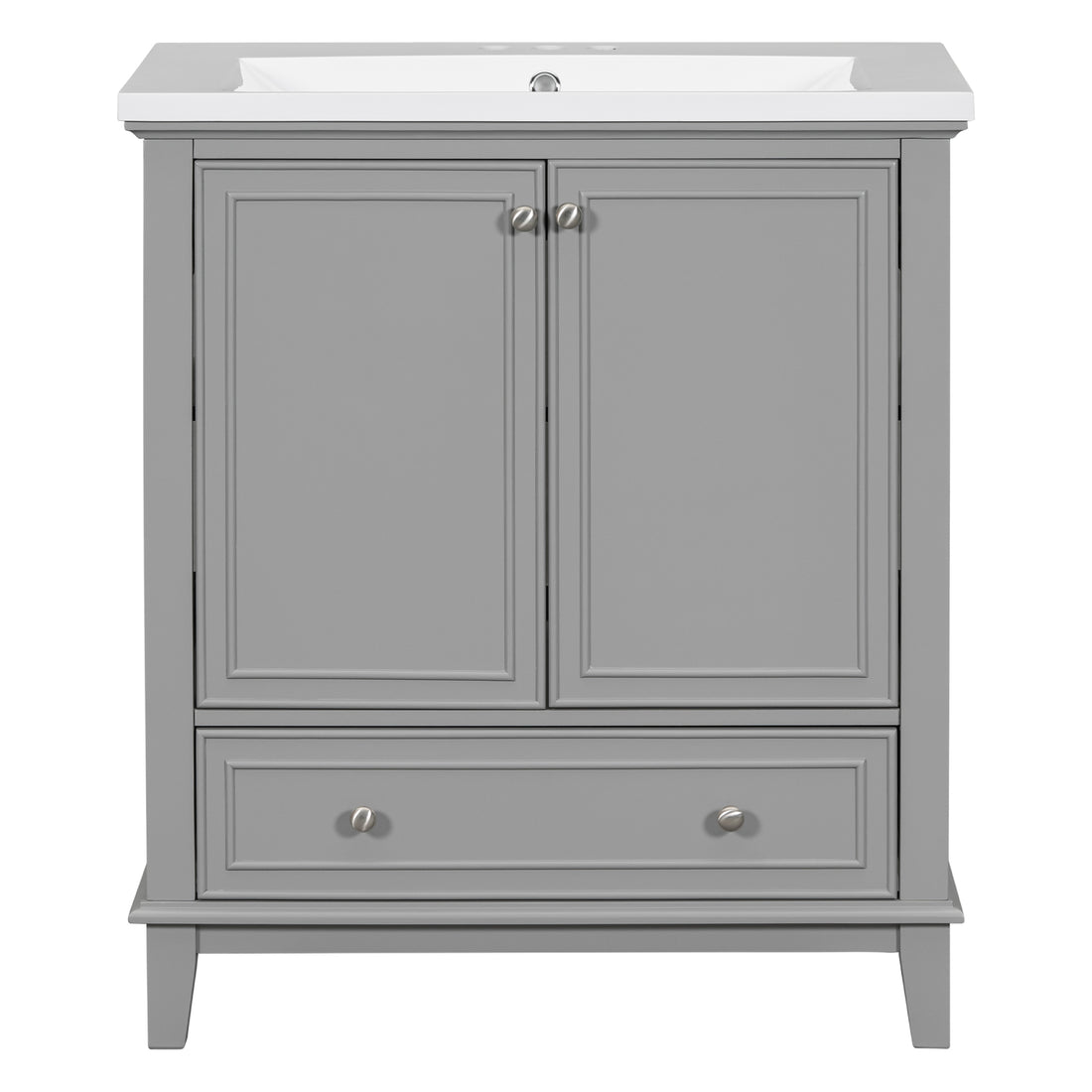 30inchgrey Bathroom Vanity with Sink ComboMulti-functional Bathroom Cabinet with Doors and Drawer Solid Frame and MDF Board