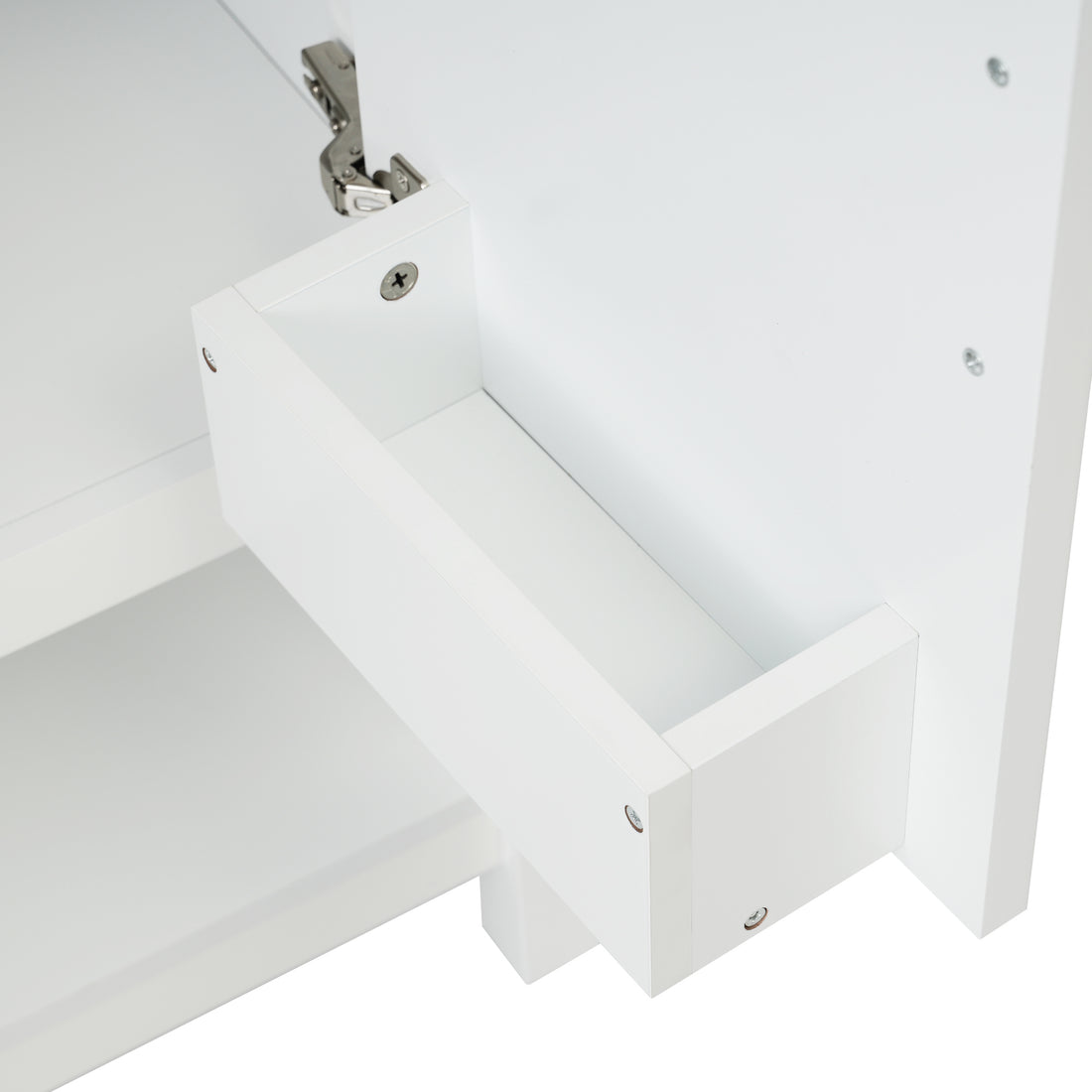 30-Inch White Bathroom Vanity with Ceramic Sink and Versatile Storage - Ideal for Small Bathrooms