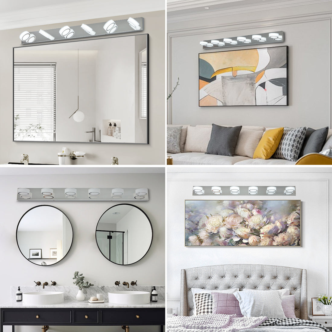 LED Modern Chrome 6-Light Vanity Lights Fixtures Over Mirror Bath Wall Lighting