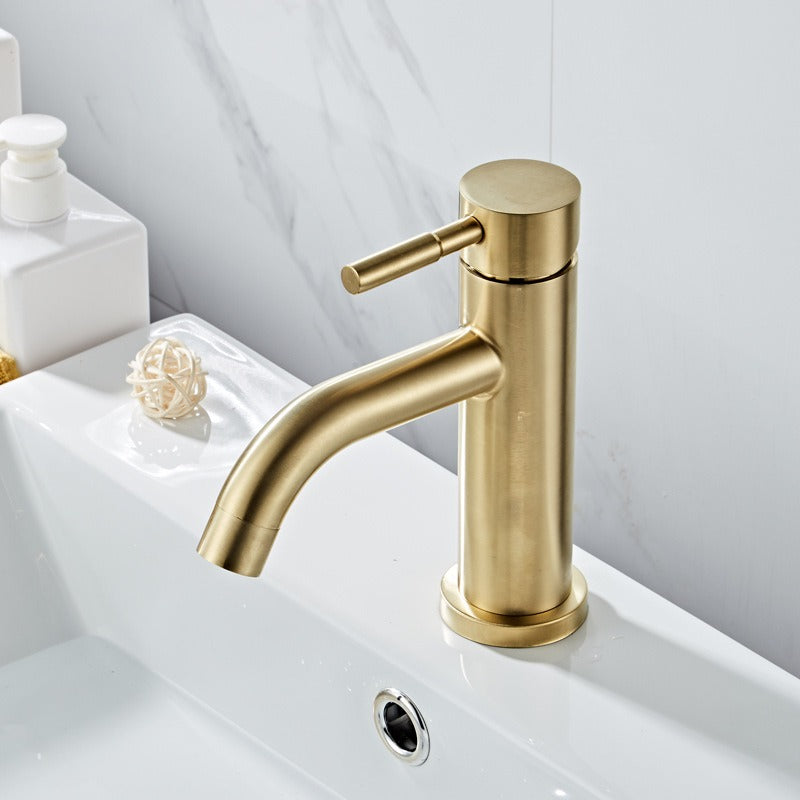 Faucet stainless steel brushed gold minimalist basin faucet hot and cold table up and down basin for household use