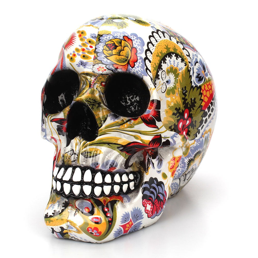 Terrorist Skull Ornament Creative Head Colorful Flower Painting Desktop Ornament