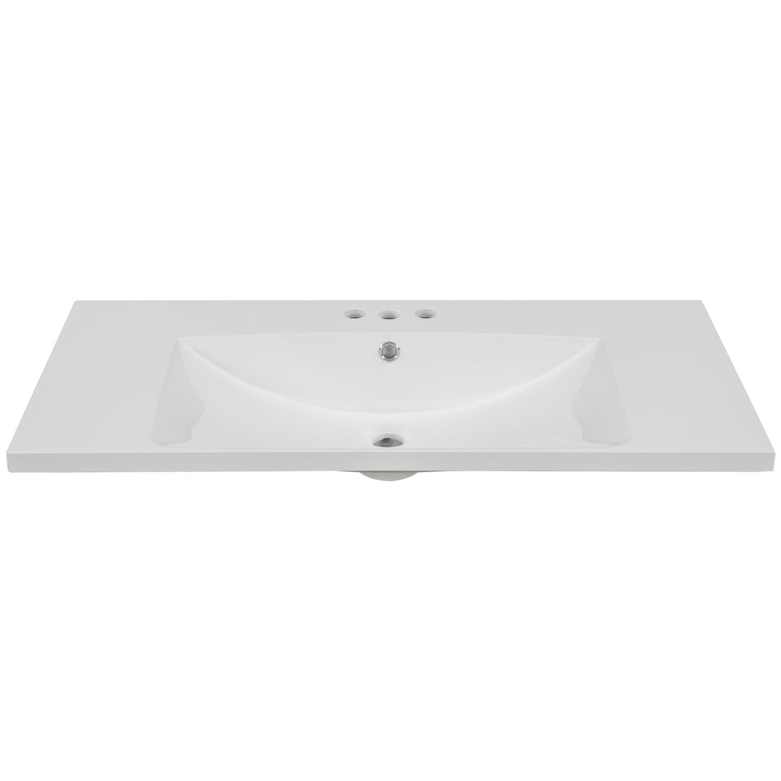 36" Single Bathroom Vanity Top with White Basin  3-Faucet Holes Ceramic  White