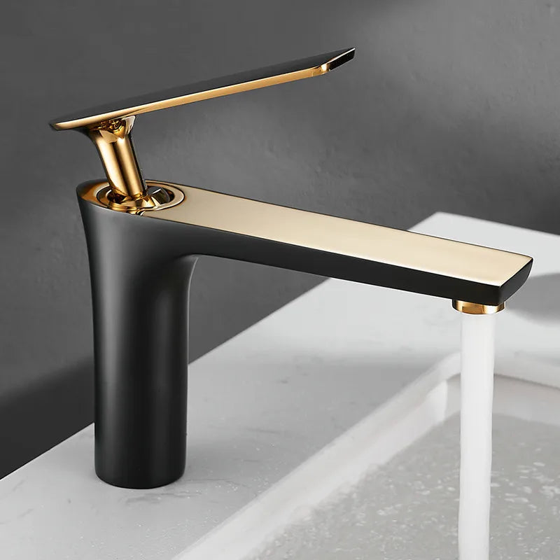 All Copper Black Gold Basin Faucet Sink Faucet Hot and Cold Faucet White Heightened Bathroom Faucet  Bathroom Faucet