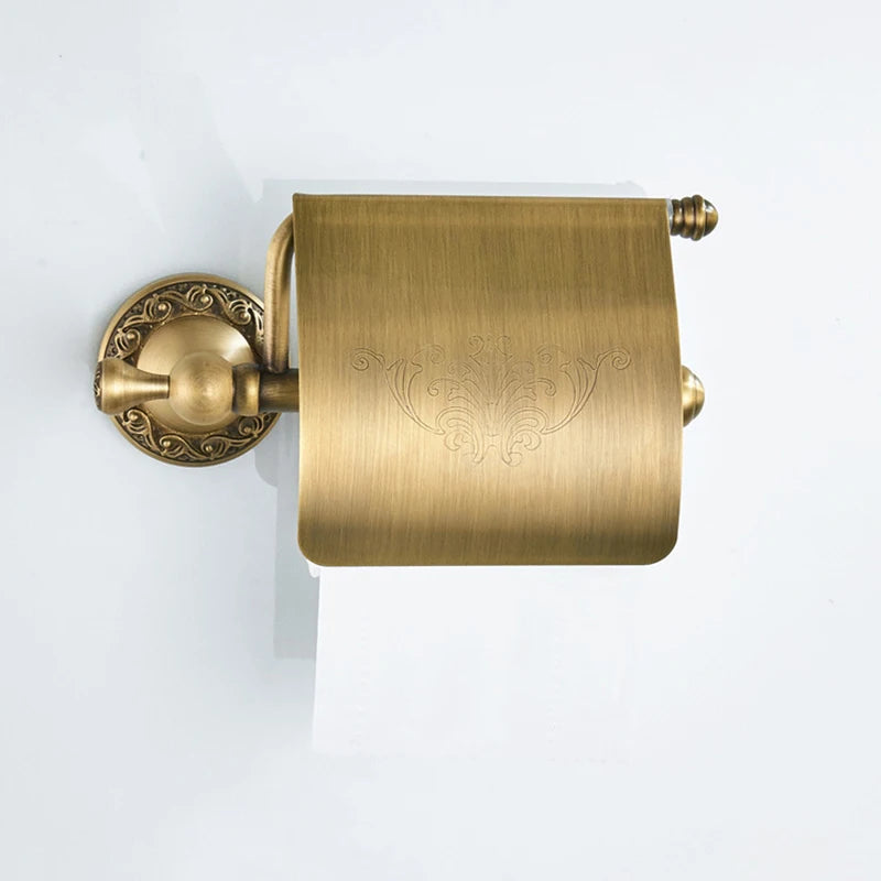 Antique Bathroom Hardware Set Brass Paper Holder Bathroom Accessories Wall Mounted Toilet Brushed Holder Towel Bar Hooks