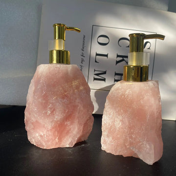 1 PCS Natural Pink Crystal Stone Press Bottle Dispenser 30ml Liquid Dispenser Shower Gel  Wash Light Luxury Bathroom Accessory