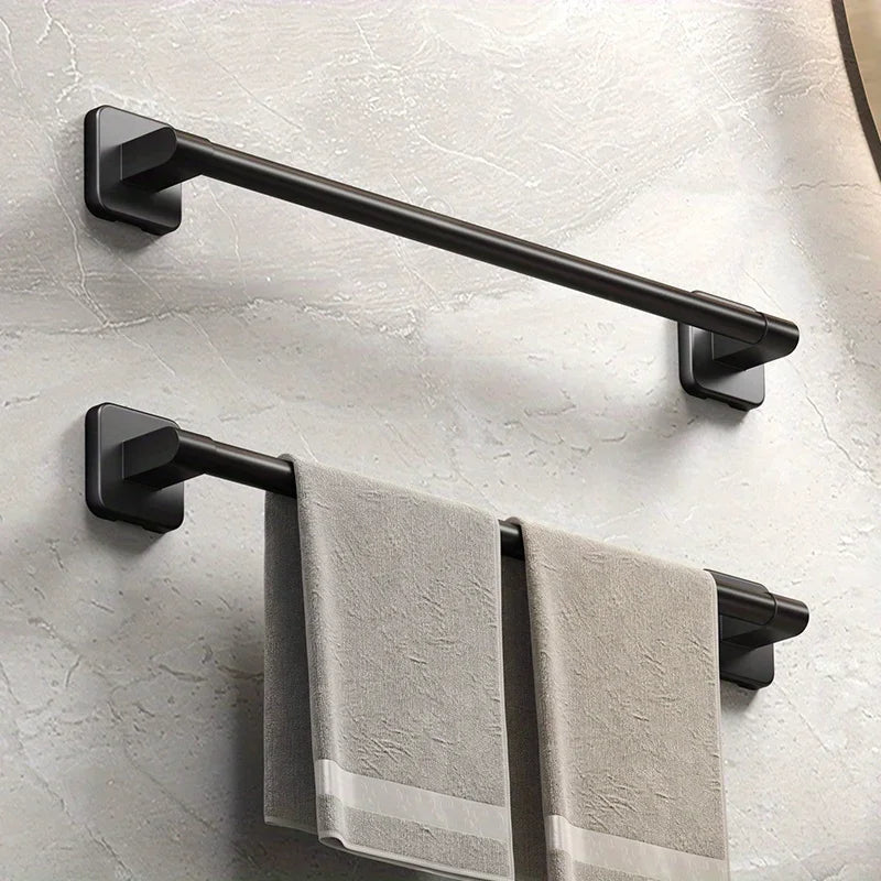 Bathroom Towel Holder White Without Drilling Bathroom Black Towel Rack TowelBar Self-Adhesive Bathroom Towel Rack TowelRail