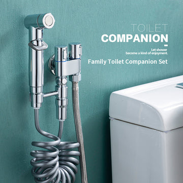 Refined Copper Toilet Companion Booster Spray Gun Flusher One In Two Out Corner Valve Faucet Toilet Water Tank Diversion