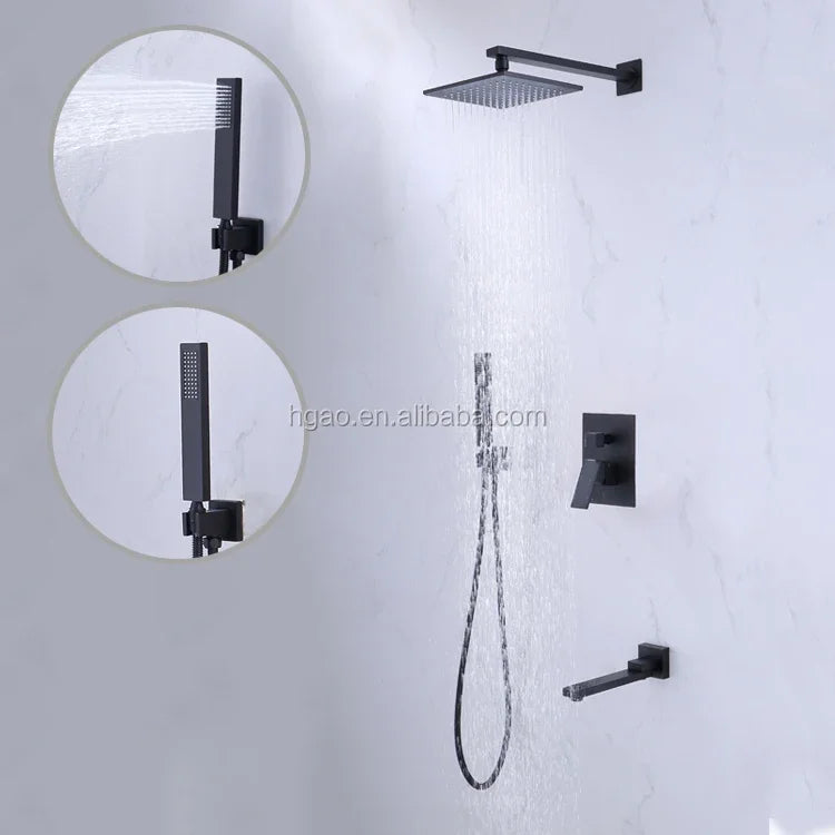 China Wholesale Three-Function Smart Matte Black Bath Shower Set Cold Hot Shower Combination for Bathroom Use