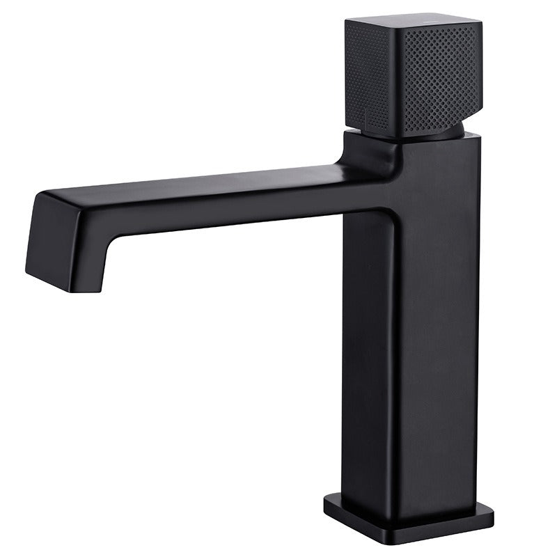 Black square single hole cold and hot countertop basin sink chrome faucet