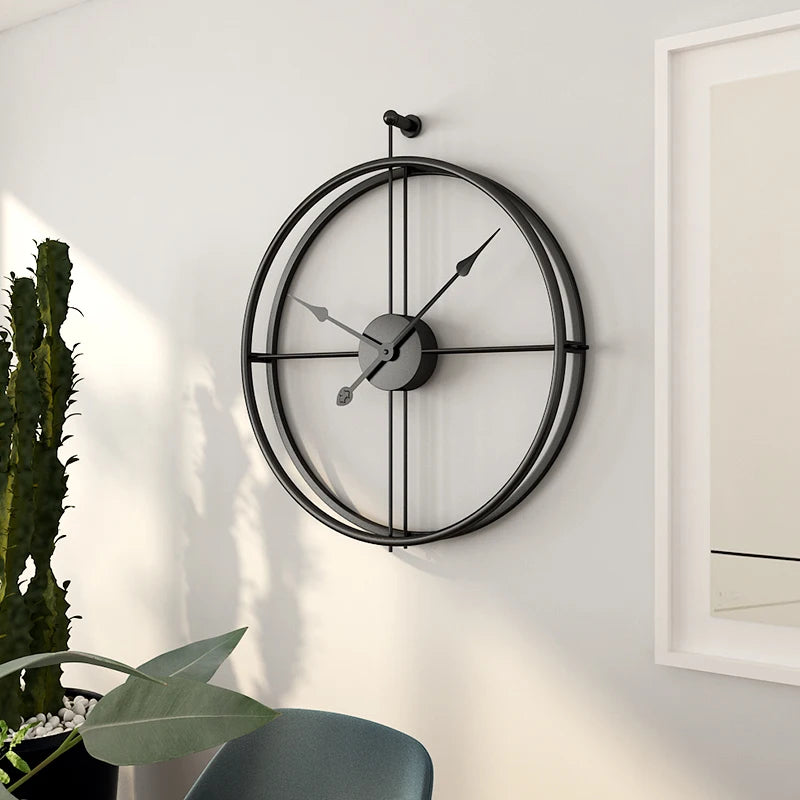 Large Vintage Metal Wall Clock Modern Design For Home Office Decor Hanging Watches Living Room Classic Brief European Wall Clock