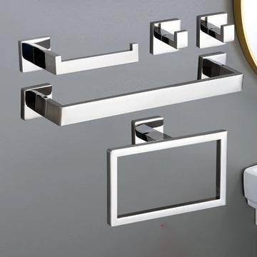 Luxury Polished Silver Bathroom Hardware Set Stainless Steel Toilet Paper Holder Robe Hook Towel Bar Rack Bathroom Accessories