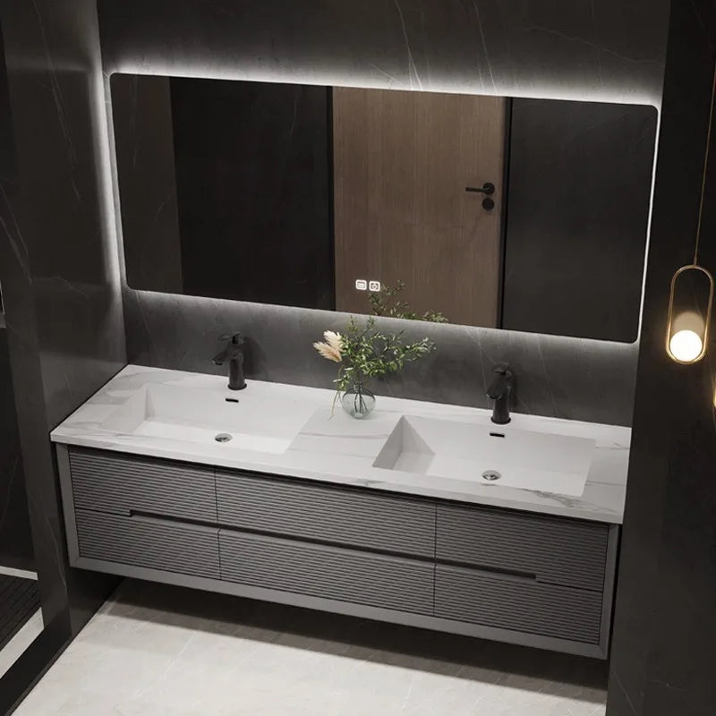 Oak bathroom cabinet combination bathroom ceramic integrated basin washbasin smart washbasin cabinet simple