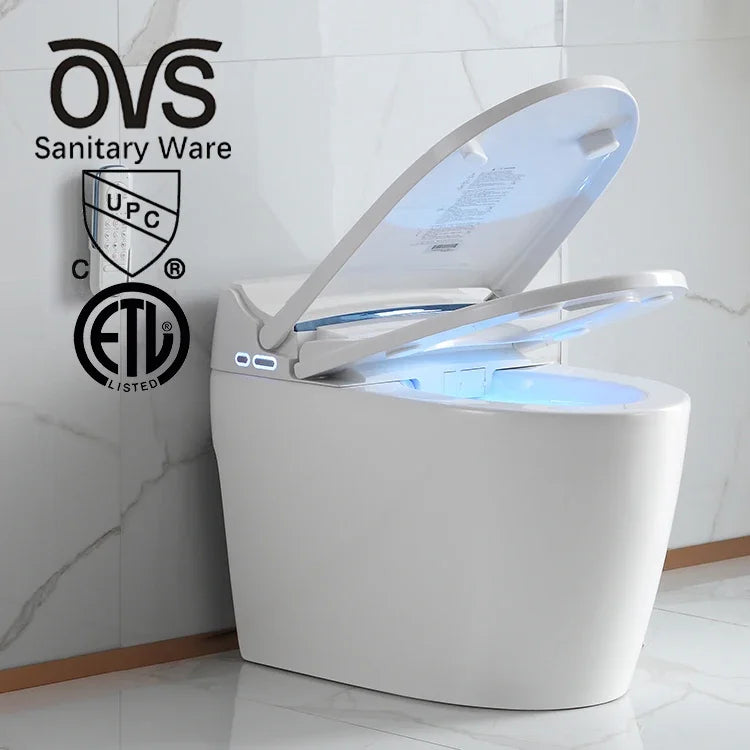 Ovs Sanitary Wares Automatic Bidet One Piece Toilet Modern Bathroom Ceramic Wc Intelligent Smart Toilet With Remote Control