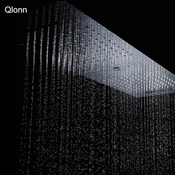 Qlonn 35*12 Inch Luxury Golden Shower Head Bathroom Embeded Ceiling Rain Multi Functions Showerheads Smart Massage Shower Panel