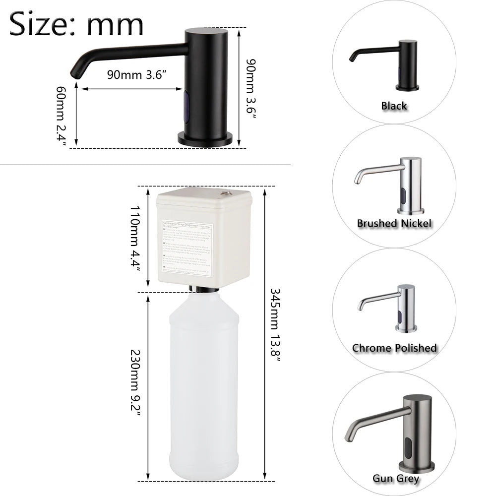 Torayvino Automatic Liquid Soap Dispenser Sensor Solid Brass 500 ML Hand Sanitizer Smart Detergent Soap Dispensers for Kitchen