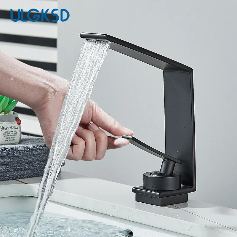 ULGKSD Bathroom Basin Faucet Modern Mixer Tap Single Hole Crane Hot&Cold For Bathroom Faucet Deck Mounted Various Basin Sink Tap